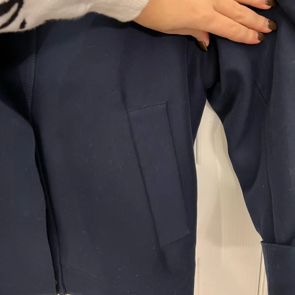 NWT!!! Theory utility outerwear navy ocean REAL shearling lamb fur - Picture 7 of 13